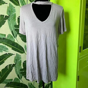 143 Story by Line Up Lavender Purple Keyhole neck Tunic Short Sleeve Tee M